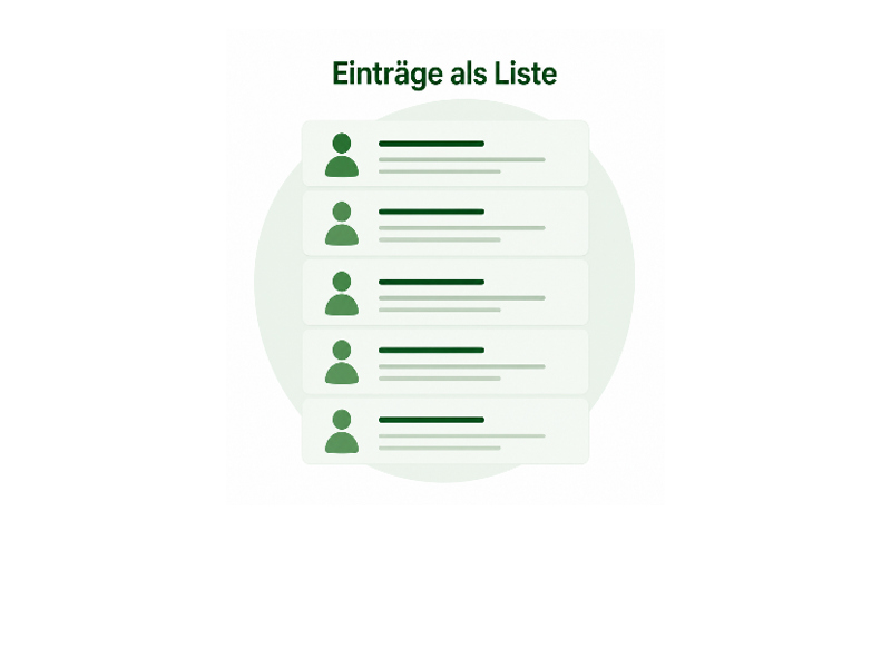 Die Einträge der Arbeitsmarkt-Drehscheibe als Liste ansehen.